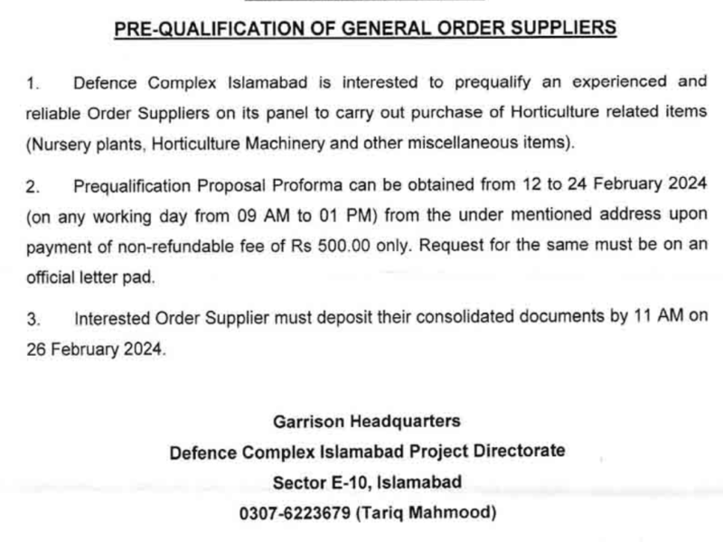 Miscellaneous Items Required General Order Suppliers etc