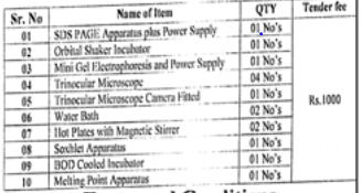 Supply of Various Apparatus and Equipment