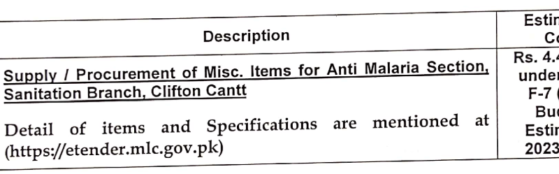 Miscellaneous Items Required Supply of Misc Items etc....