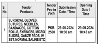 For the Requirements of Surgical Items at CPSP headquarter Karachi