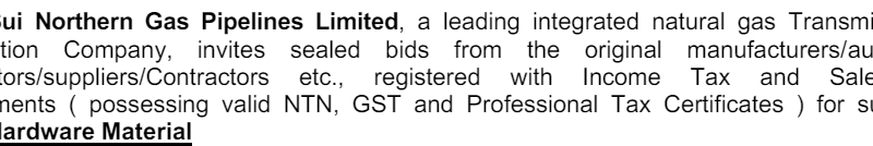 Misc. Hardware Material Procurement of Misc. Hardware Material