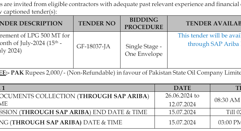 Procurement of LPG 500 MT for Supply of LPG etc....