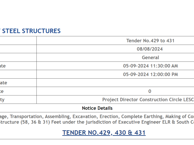 HT/LT 58, 36 & 31 Feet Steel Structures Required