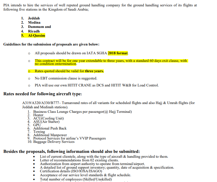 REQUEST FOR PROPOSAL FOR GROUND HANDLING AT KSA