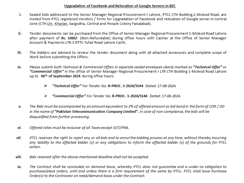 Upgradation of Facebook and Relocation of Google Servers in BZC