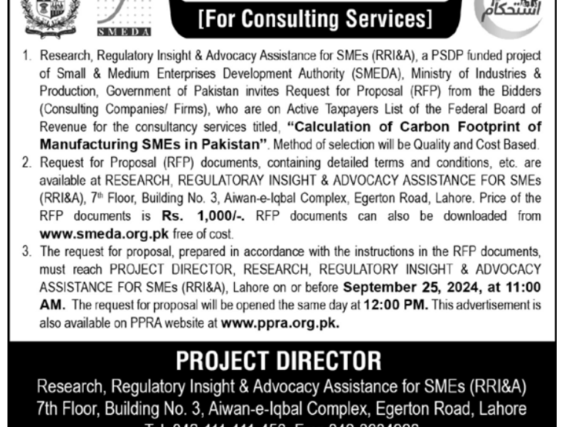 CALCULATION OF CARBON FOOTPRINT OF MANUFACTURING SMES IN PAKISTAN